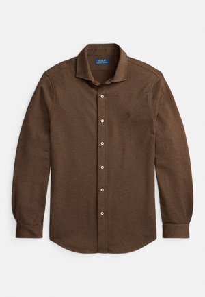 HOUNDSTOOTH JERSEY SPREAD-COLLAR SHIRT - Hemd - nutmeg brown heather/puppytooth