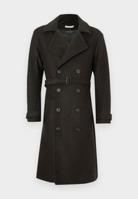 DOUBLE BREASTED COAT WITH BELT - Classic coat - brown