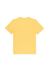 Tenký tričko s krátkým rukávem v jednobarevné žluté barvě. Vyrobeno z měkké bavlny, s kulatým výstřihem a jednoduchým zadním designem. Bez viditelných log nebo vzorů.
