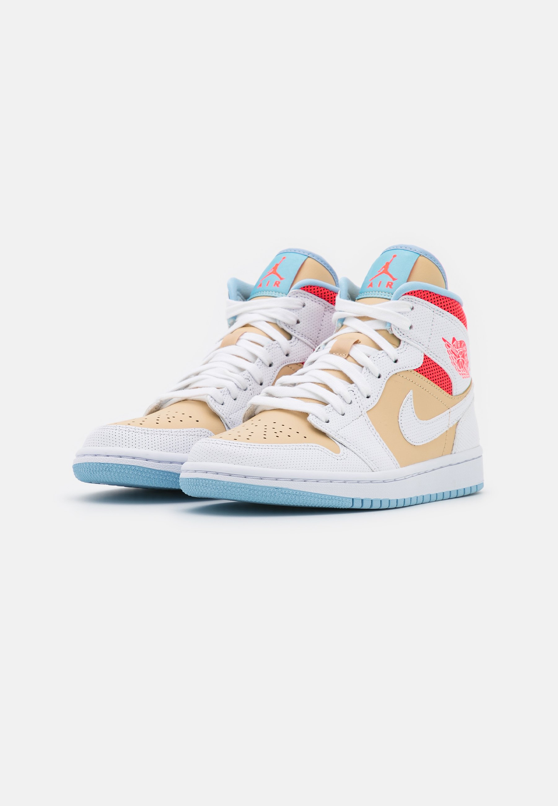 Jordan AIR JORDAN 1 MID SE - Baskets montantes - sesame/white/flash  crimson/psychic blue/black/blanc - ZALANDO.FR
