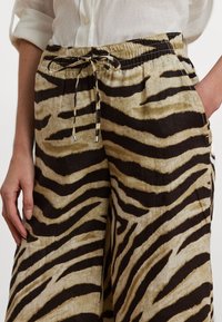 Lauren Ralph Lauren Zebra Print Linen Wide Leg Pant - Housut - cream/brown