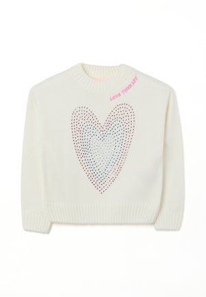 REGULAR FIT WITH RHINESTONES - Strickpullover - soft white