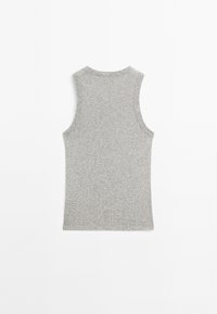 Grijze mouwloze tanktop van gebreide stof, met een ronde halslijn en een aansluitend ontwerp met een gladde textuur.
