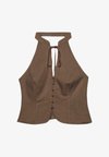 QIPAO HALTER BUTTON TOP - Débardeur - dark brown