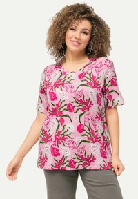 Ulla Popken SEASHELL SHORT SLEEVE - Triko s potiskem - pink