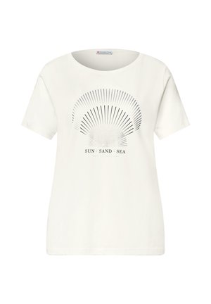 Street One, T-SHIRT MIT RUNDHALS UND FOLIENDETAILS - T-shirt imprimé - off white