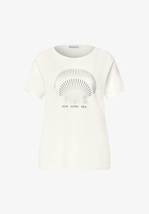 Street One, T-SHIRT MIT RUNDHALS UND FOLIENDETAILS - T-shirt imprimé - off white
