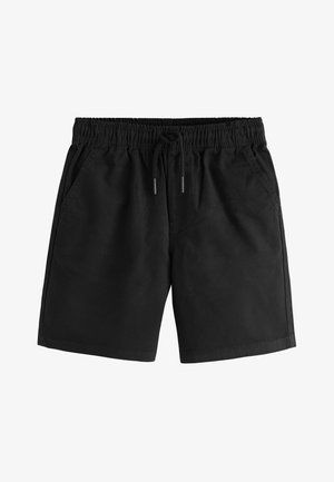 Sorte casual shorts med elastisk linning, snøre, sidelommer og lige kant.