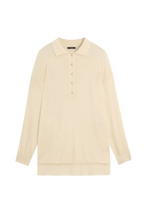 Massimo Dutti, COTTON AND SILK BLEND POLO SWEATER - Polo - beige