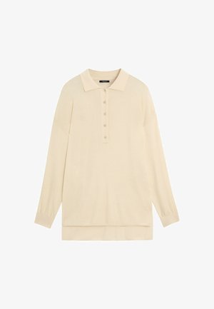 Massimo Dutti, COTTON AND SILK BLEND POLO SWEATER - Poloshirts - beige
