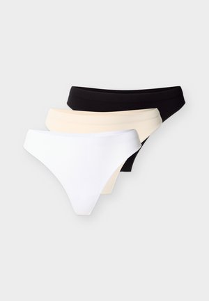 ONLVICKY THONG 3 PACK - Tangá - black/bright white/peach taffy