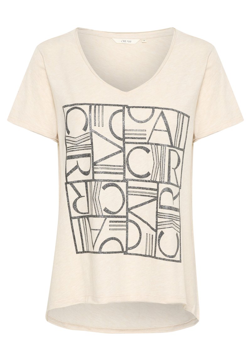 Cream T-shirt print beige