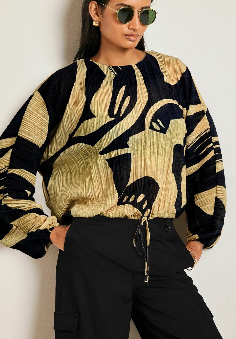 Next LONG SLEEVE TRIM - Pluus - khaki green black print
