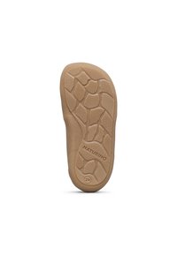 Suola di calzature in gomma color tannino con un design testurizzato e decorato con elementi antiscivolo e il logo "NATURINO". Taglia indicata come 24.