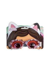 Lunettes de Gabby's Dollhouse avec un design coloré en forme d'oreilles de chat, monture rose ornée de motifs de personnages, et lentilles rondes avec protection UV.