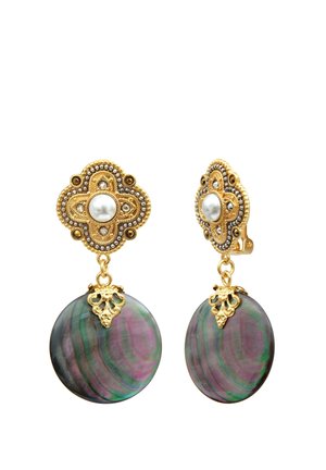 Satellite Paris POSITANO AND MOTHER-OF-PEARL CABOCHON CLIP-ON - Boucles d'oreilles - grey