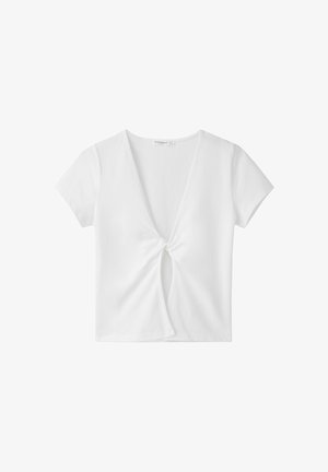 Stradivarius, KNOT DETAIL SHORT SLEEVE T-SHIRT - T-shirt imprimé - beige