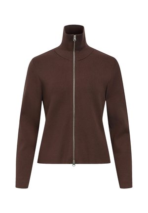 Object, KNITTED CARDIGAN HIGH NECK - Chaqueta de punto - seal brown