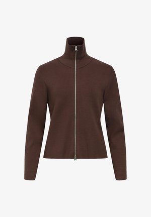 Object, KNITTED CARDIGAN HIGH NECK - Cardigan - seal brown