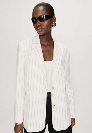 À DEUX BOUTONS RAYÉ WHITE - Manteau court - white