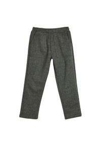 Pantalones de chándal gris oscuro, fabricados en un tejido suave, con una cintura elástica y dos bolsillos laterales, con un diseño de pierna recta.