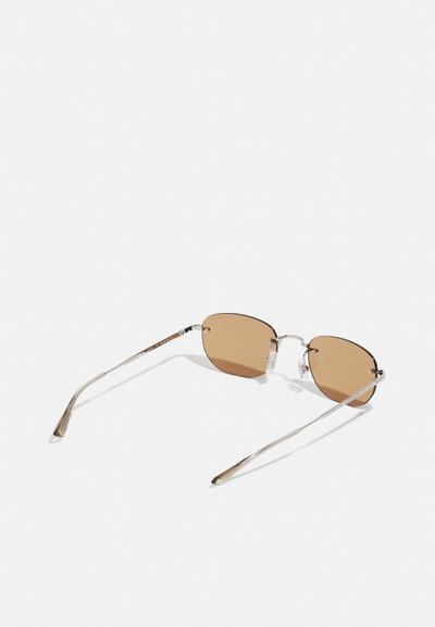 Mont Blanc RECTANGULAR SQUARED - Päikeseprillid - silver-coloured/brown