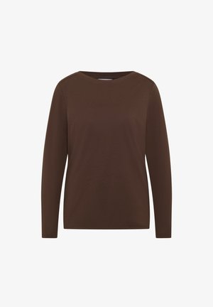 Langsleeve bruin shirt van zachte stof, met een ronde hals en strakke naden, met een relaxte pasvorm en een minimalistisch ontwerp.