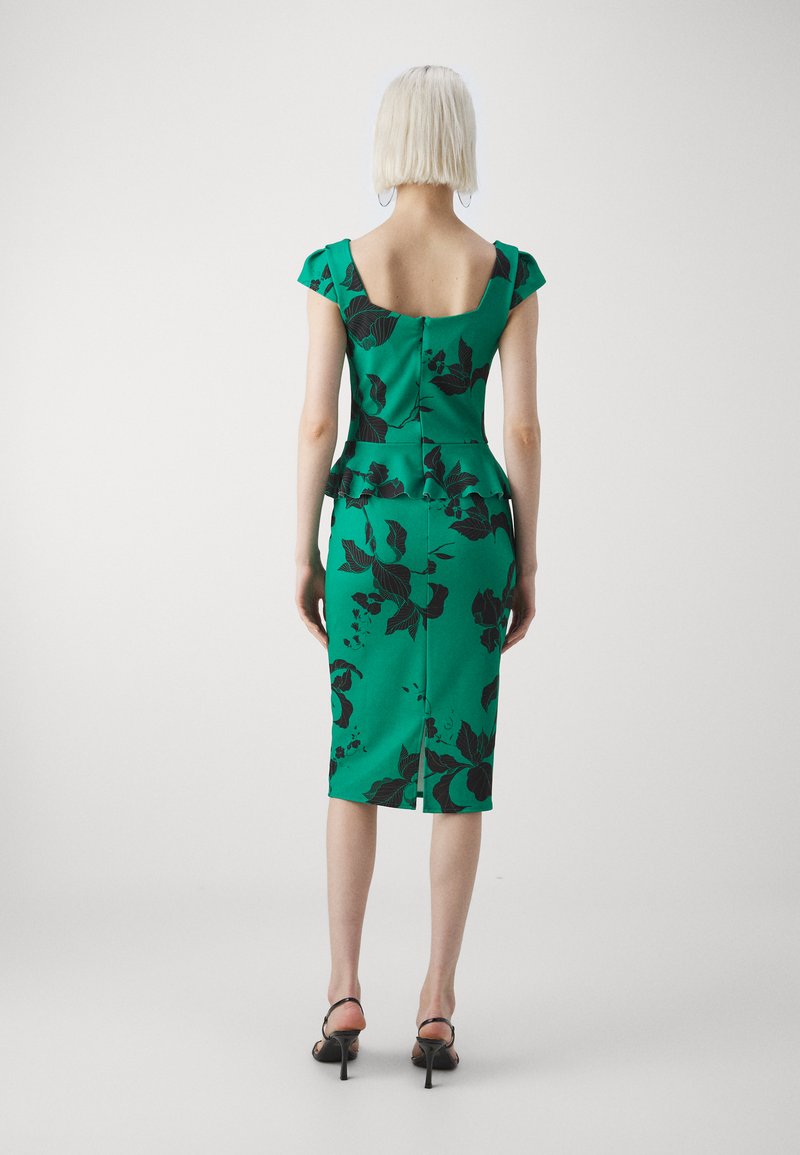 green dress anal Green with Black Leopard Ray Flute Sleeve Midi Tea Dress Scamp & Dude main image 0