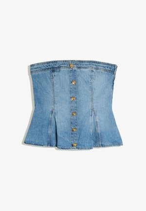 Bershka, DENIM PEPLUM - TOP - Débardeur - light blue