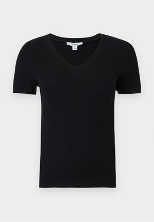 Topshop, V NECK TEE - Basic T-shirt - black