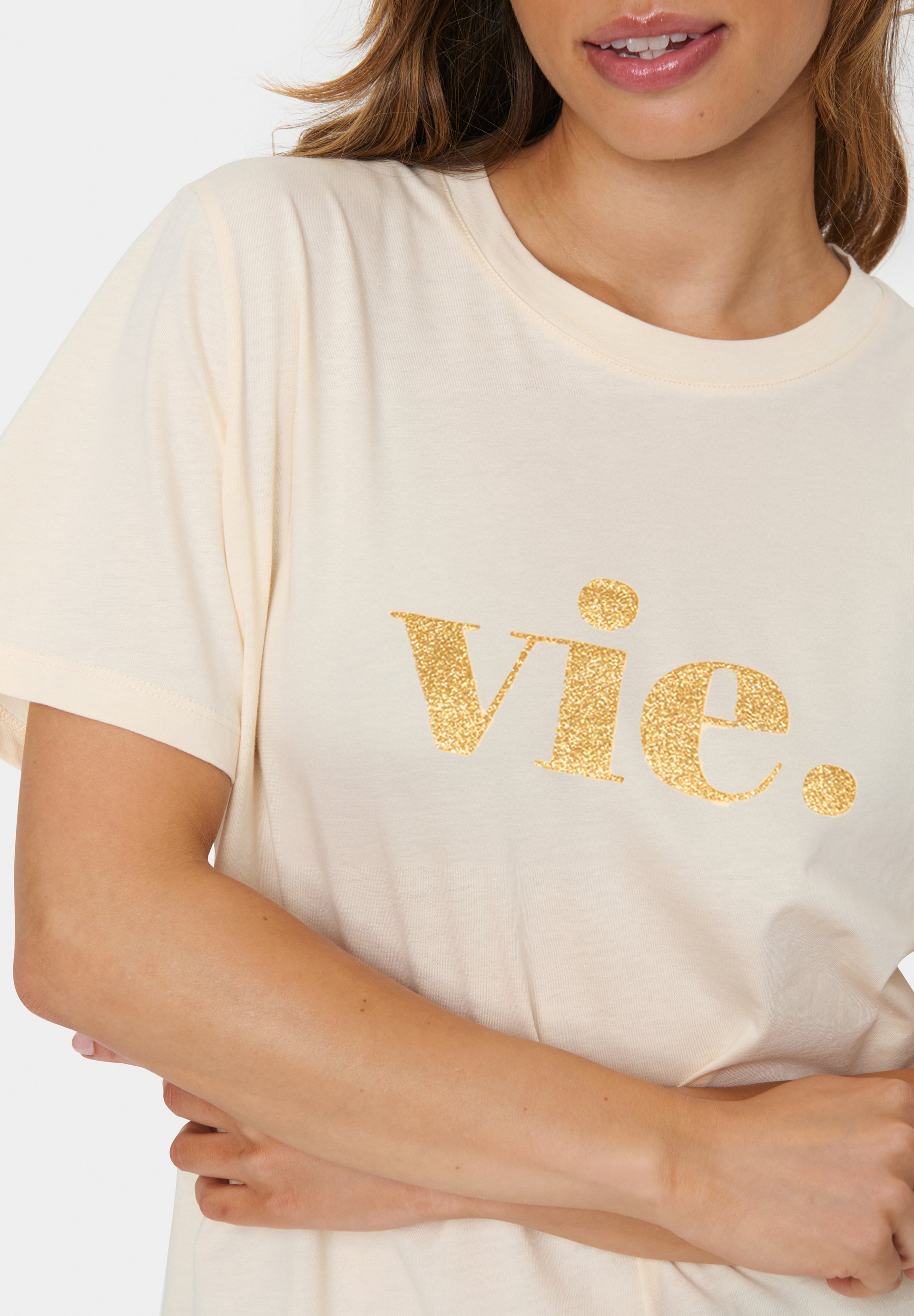 Saint Tropez ZIVINASZ - Print T-shirt - pearled ivory asti/off