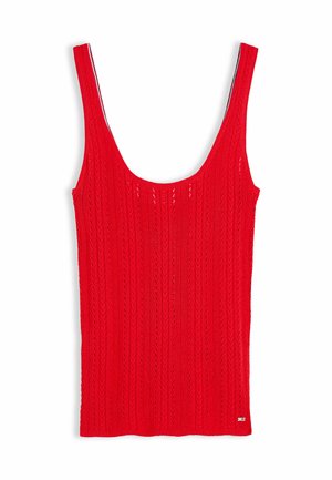 Tommy Hilfiger, TOMMY HILFIGER POINTELLE SLIM SCOOP NECK TANK TOP - Débardeur - fire red