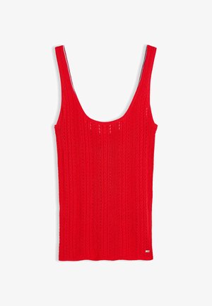 Tommy Hilfiger, TOMMY HILFIGER POINTELLE SLIM SCOOP NECK TANK TOP - Débardeur - fire red