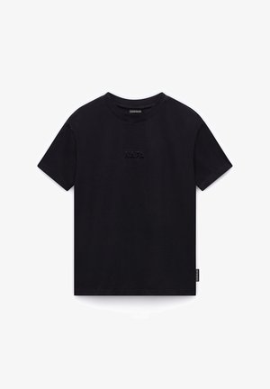 Czarna bawełniana koszulka z okrągłym dekoltem, krótkimi rękawami i wytłoczonym logo "NAPA" na piersi. Posiada małą metkę z boku.