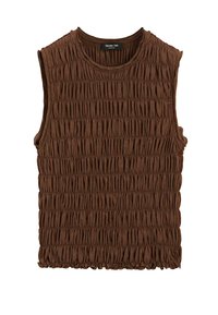 CREW NECK WITH GATHERED DETAIL - Top - dark brown