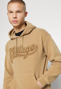 Vintage Supply UNISEX HOODIE WITH VINTAGE SUPPLY RETRO VARSITY LOGO GRAPHIC - Camisola - tan