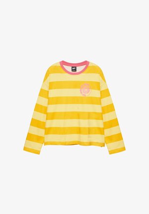 PULL&BEAR, BOXY STRIPED - T-SHIRT - T-shirt à manches longues - yellow