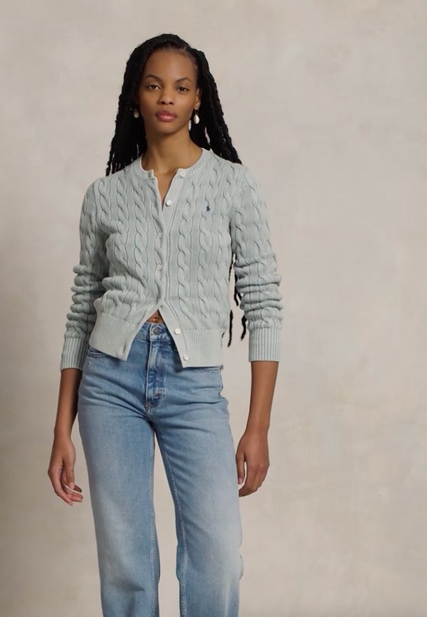 CABLE KNIT COTTON CARDIGAN - Cardigan - light chambray3