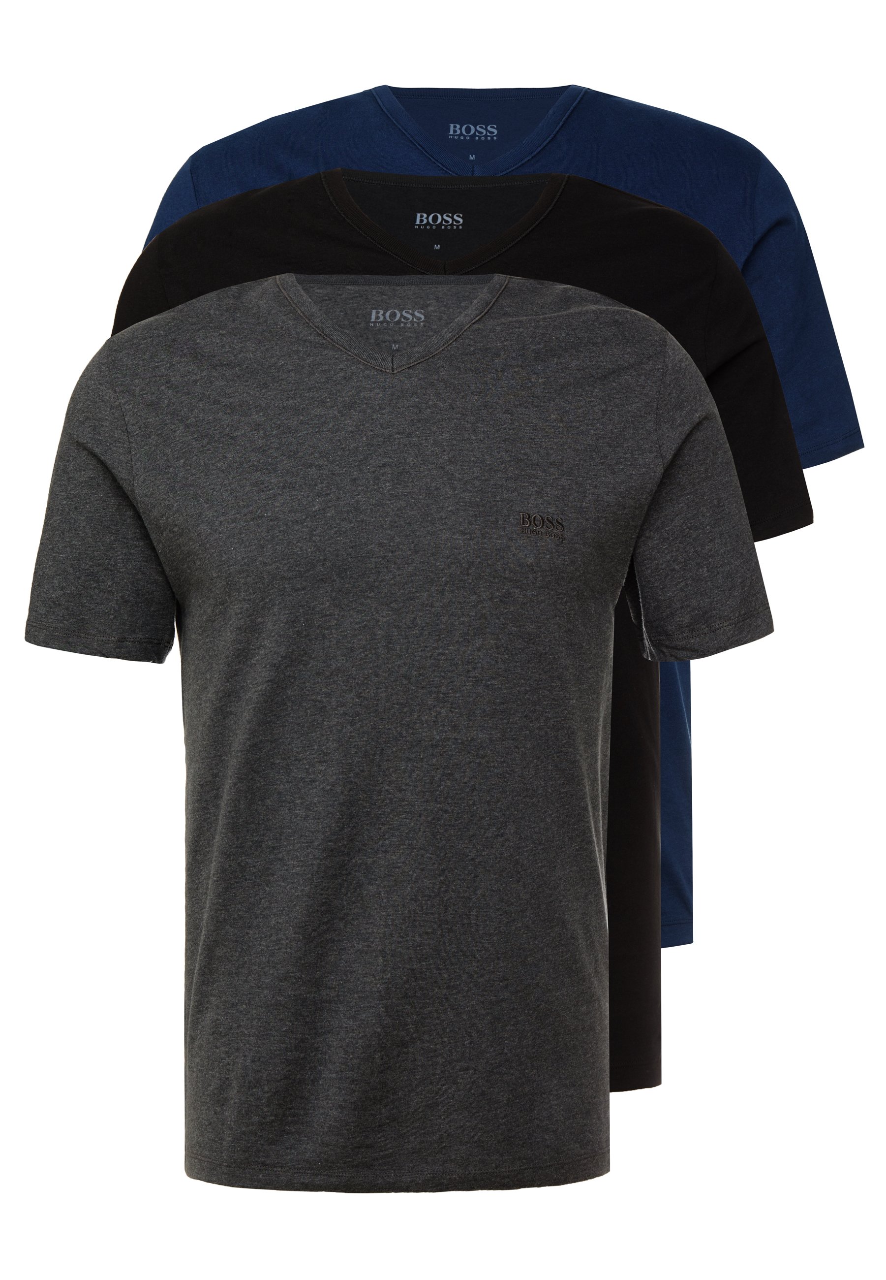 BOSS 3 PACK - Unterhemd/-shirt - dark blue/mottled grey/black/dunkelblau