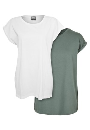 Urban Classics EXTENDED SHOULDER 2-PACK - T-shirt basique - white paleleaf