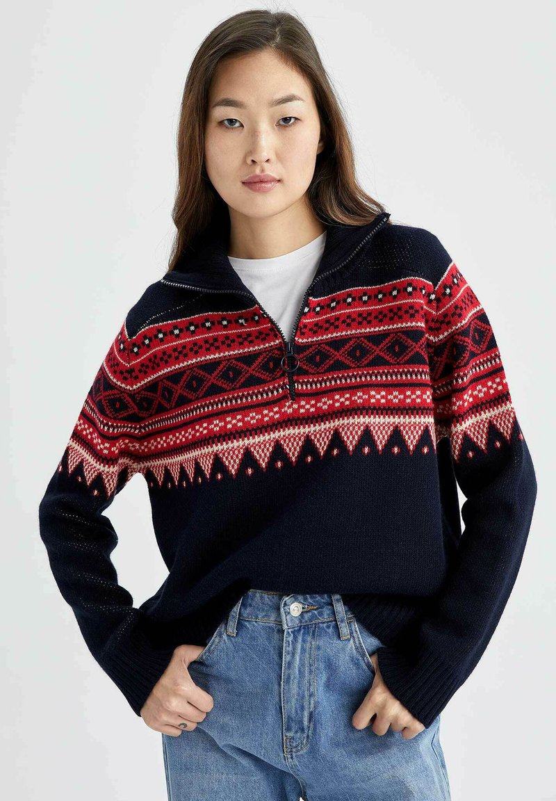 DeFacto REGULAR FIT Pullover navy/bleu marine ZALANDO.FR