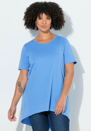 LONG RUNDHALS HALBARM GERUNDETER SAUM - T-shirt basic - light blue