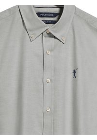 Ljusgrå skjorta med knappar tillverkad av strukturerad tyg med regular fit. Har en marinblå logotyp broderad och kontrasterande knappar.