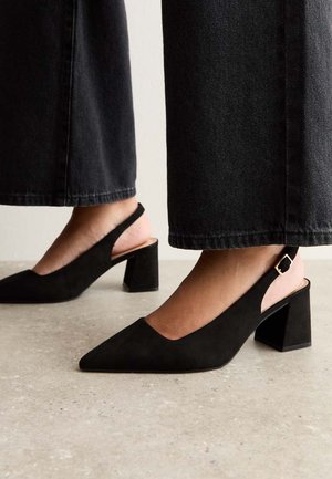 New Look Wide Fit, WIDE FIT BLOCK HEEL SLINGBACK PUMPS - Decolleté - black