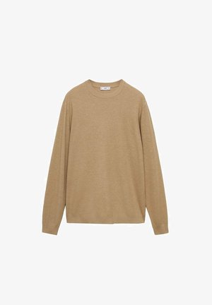 Pullover bej cu mânecă lungă, realizat dintr-un material moale, texturat, cu guler rotund și croială lejeră. Design minimalist, fără modele sau accente vizibile.