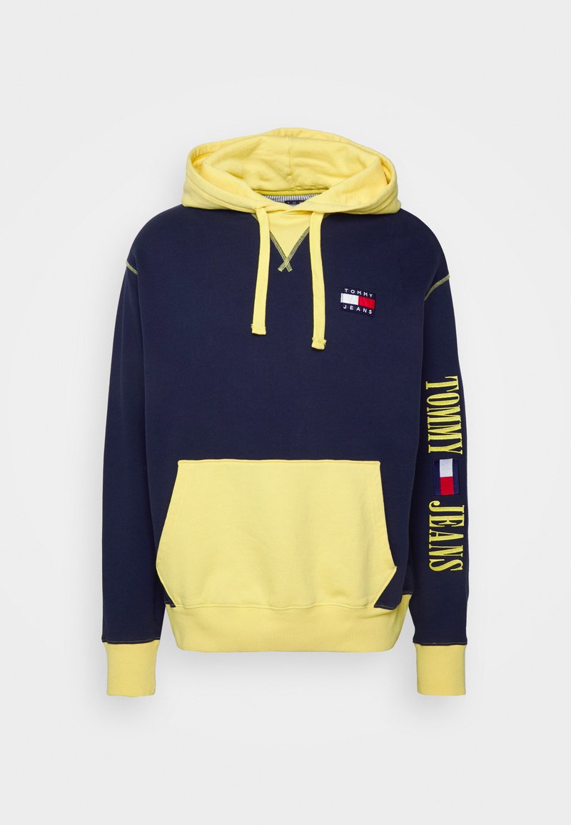 Tommy jeans funnel neck half zip hoodie in colourblock Clearance