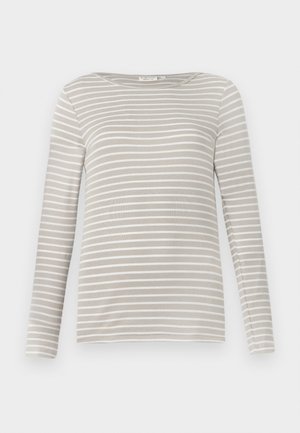 TOM TAILOR STRIPED BOAT NECK - Långärmad tröja - taupe/offwhite