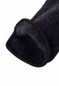 Black felt boot cuff with a soft, textured outer layer and a black fabric trim. The interior appears fuzzy, enhancing warmth and comfort.