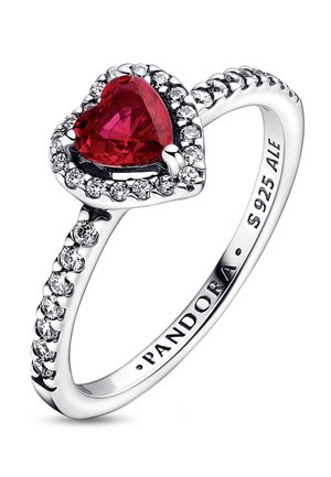 SPARKLING ELEVATED HEART - Ring - red