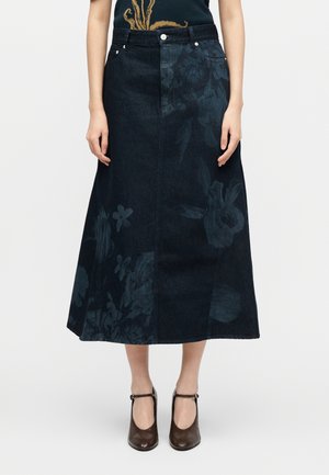 FLUTED MIDI SKIRT - Gonna di jeans - dark blue